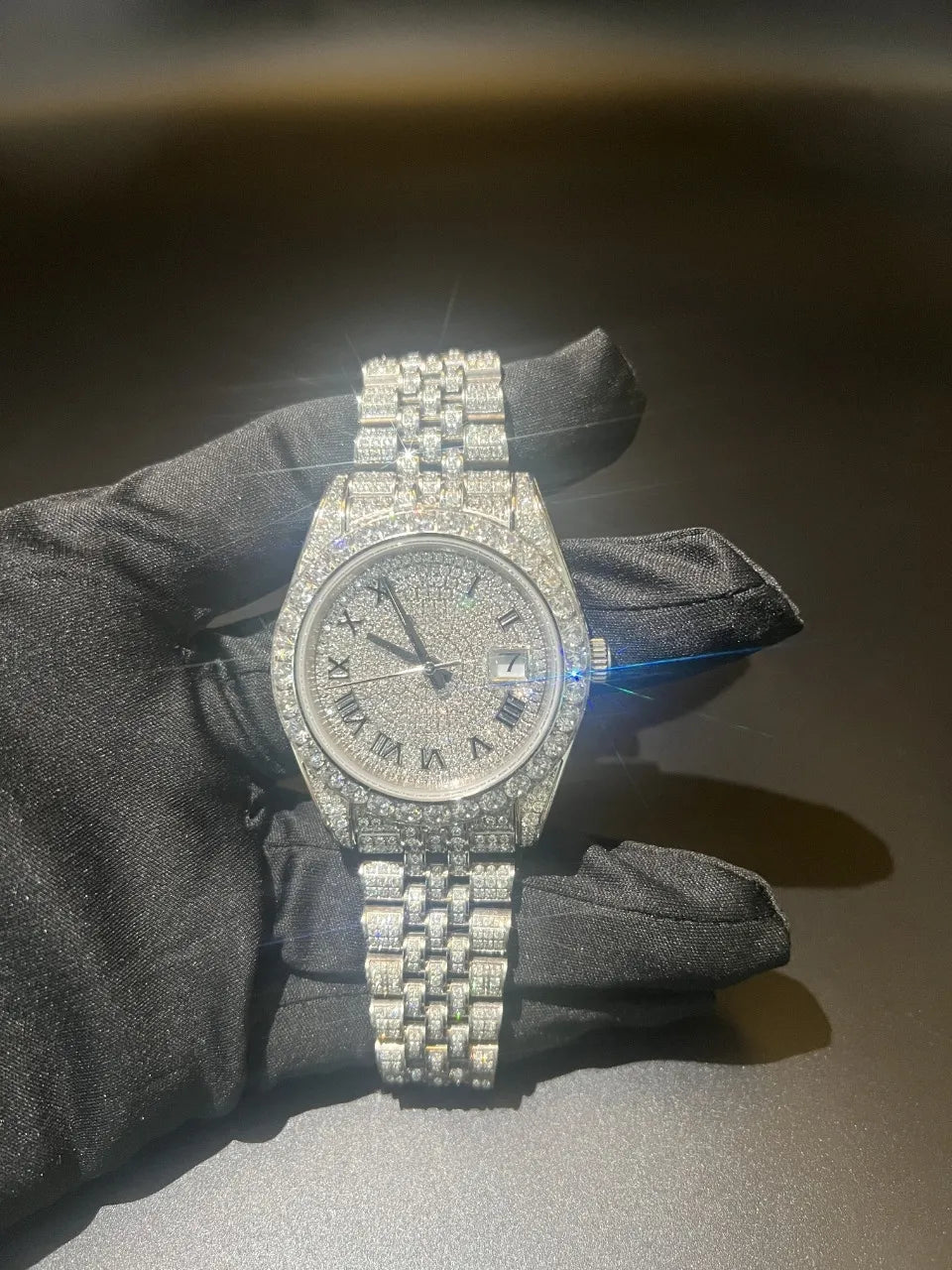 Moissanite Silver Roman Numeral Rolex