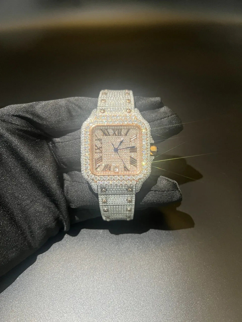 Moissanite Silver Gold Roman Numeral Cartier