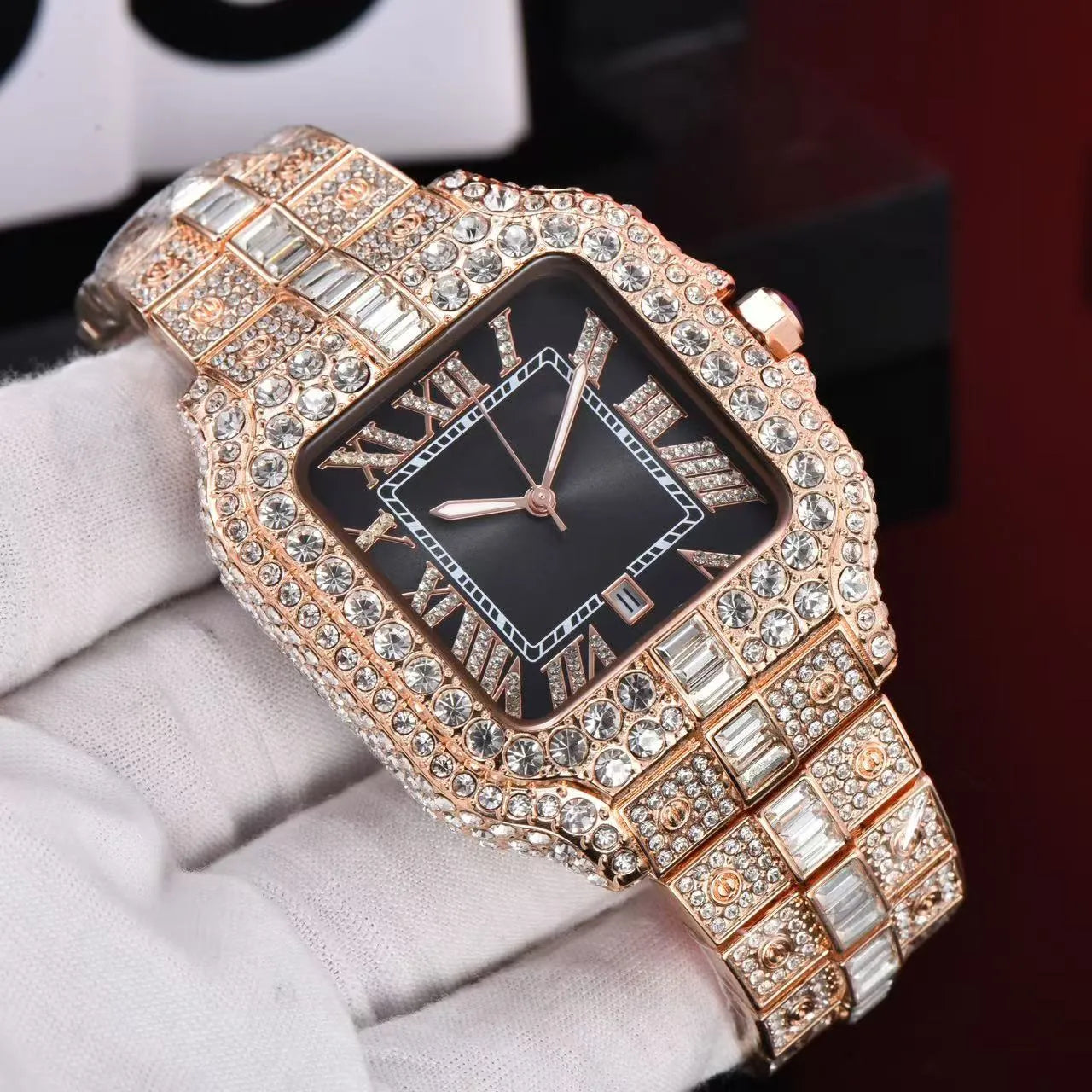 Moissanite Gold Black Face Cartier